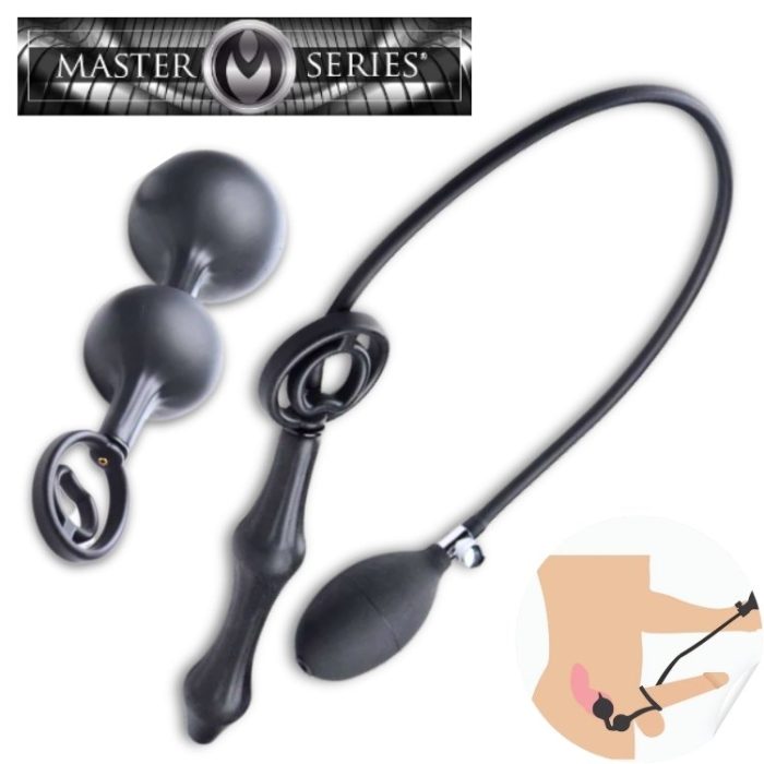 Devil's Rattle Master Series - plug anal gonflable silicone avec cockring et anneau testiculaire