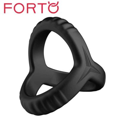 anneau penien et testiculaire Tri C-Ring Forto en silicone noir