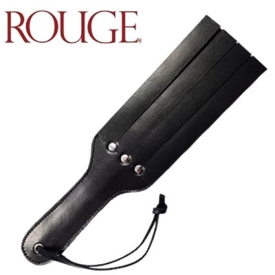 Pagaie BDSM en cuir Rouge Leather 4 Strap Paddle noir