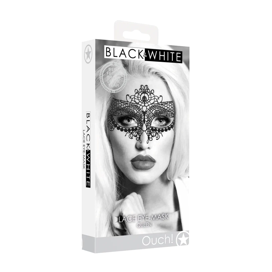 ouch black & white lace eye mask queen
