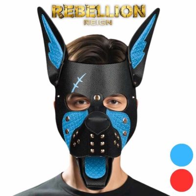 Scarred Alpha Pup Mask Rebellion Reign bleu masque puppy play ajustable
