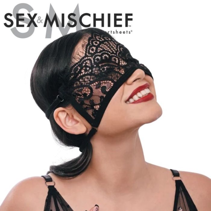 Bandeau dentelle BDSM noir Veiled Vision