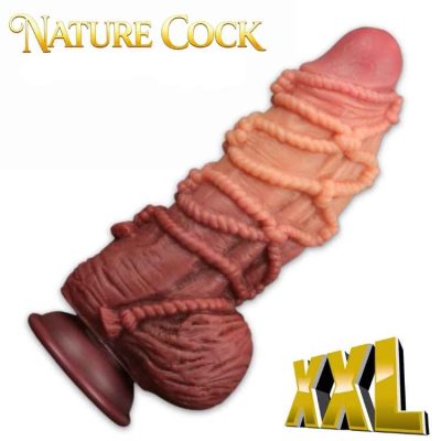 gode réaliste 9,5 po en silicone double densité avec texture corde