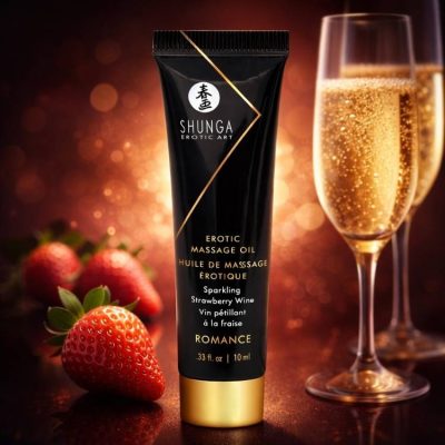 Huile de massage Érotique Fraise et Champagne de Shunga - 10ml
