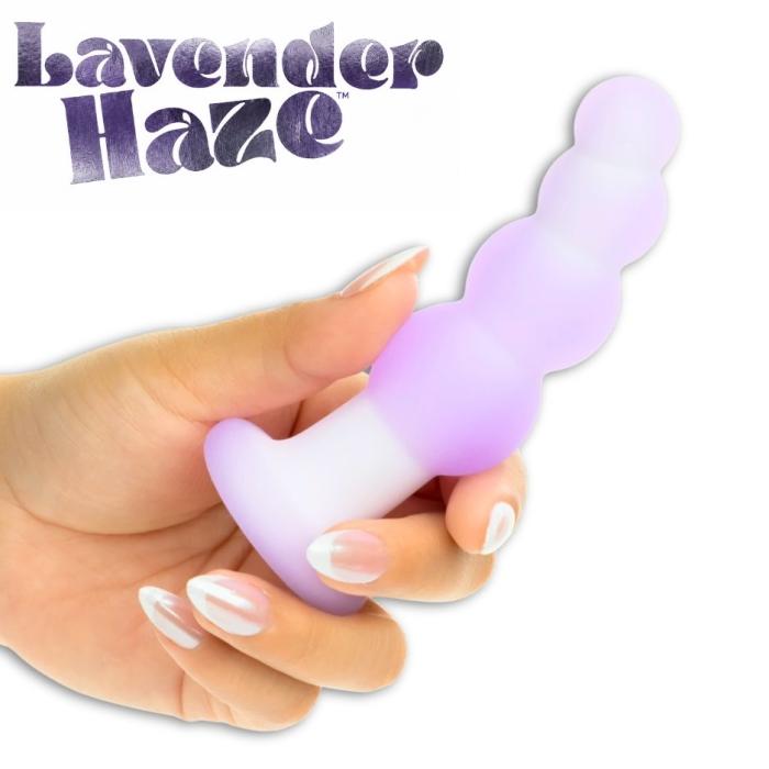 Lavender Haze plug anal vibrant courbé et perlé en silicone lavande