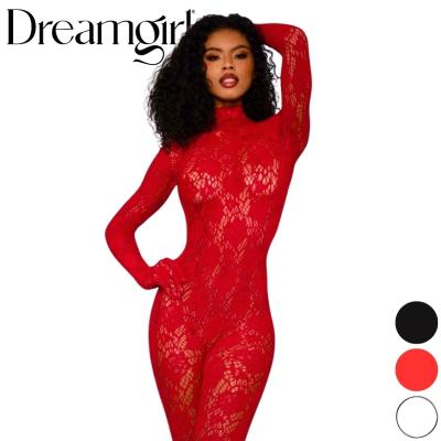 Combinaison en Dentelle Florale Sans Pied avec Gants Intégrés - 0516 - Dreamgirl