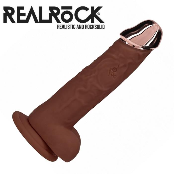 RealRock Metal Head 6 pouces gode vibrant réaliste embout métal brun Le Prince Québec