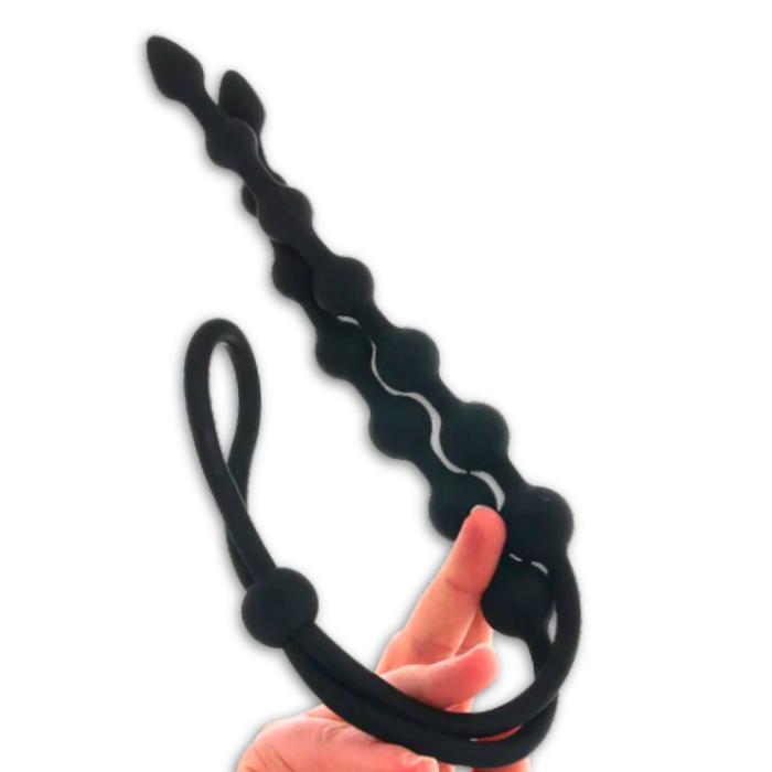 Arse Beads chapelet anal silicone texturé noir