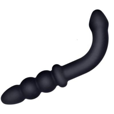 Deep Comber plug double tête silicone anal courbé perlé noir Excellent Power Le Prince Québec