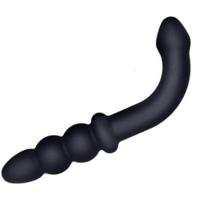 Deep Comber plug double tête silicone anal courbé perlé noir Excellent Power Le Prince Québec