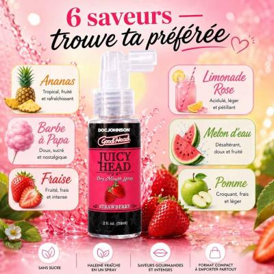 GoodHead Juicy Head spray sexe oral 6 saveurs sans sucre 59ml Doc Johnson Le Prince Québec