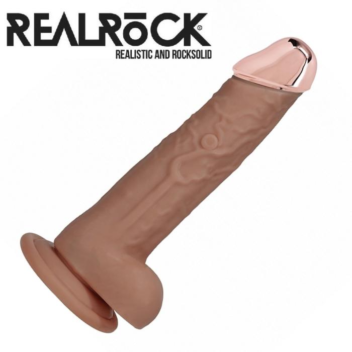 RealRock Metal Head 7 pouces gode vibrant réaliste embout métal tan Le Prince Québec