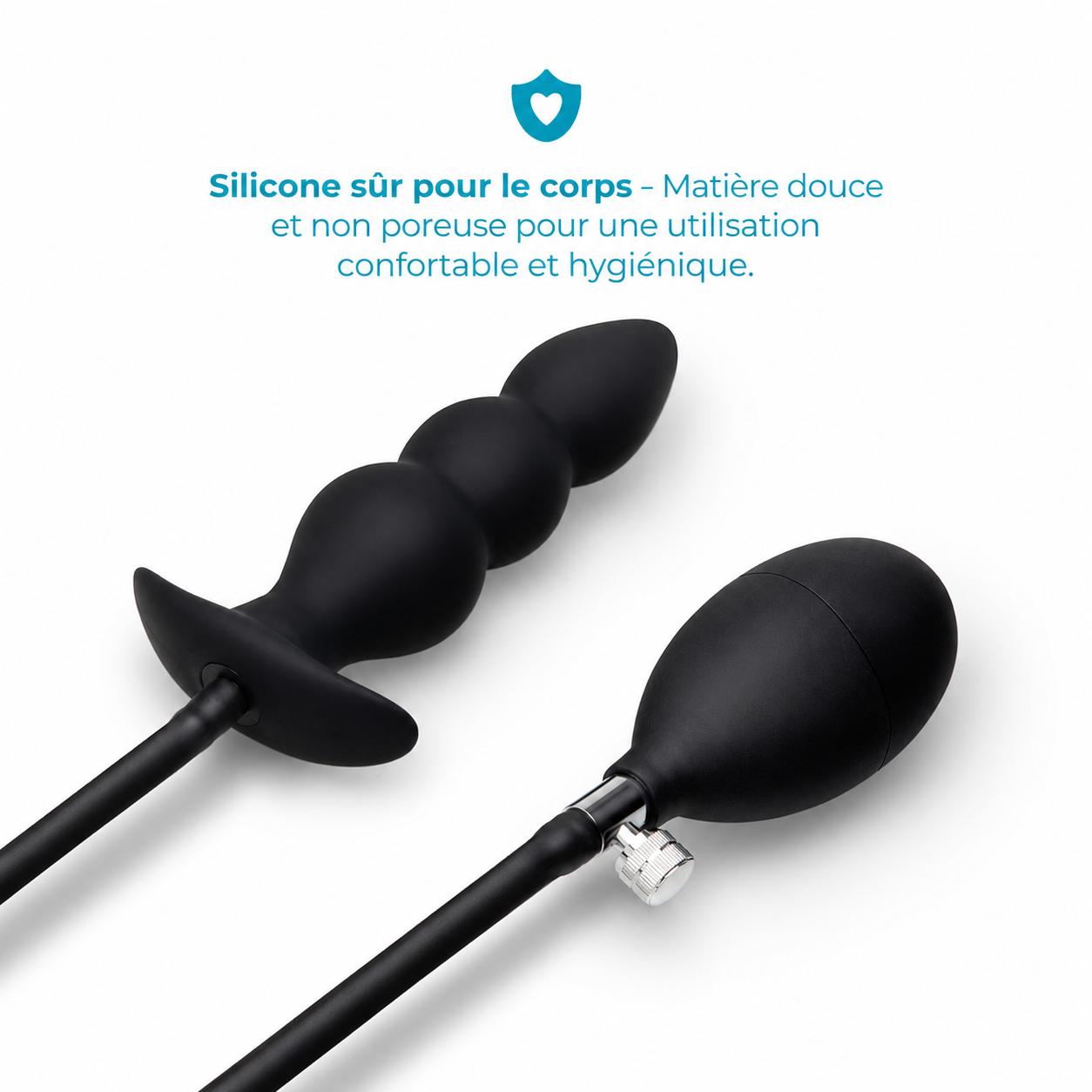 Bouchon anal perlé silicone vue de profil