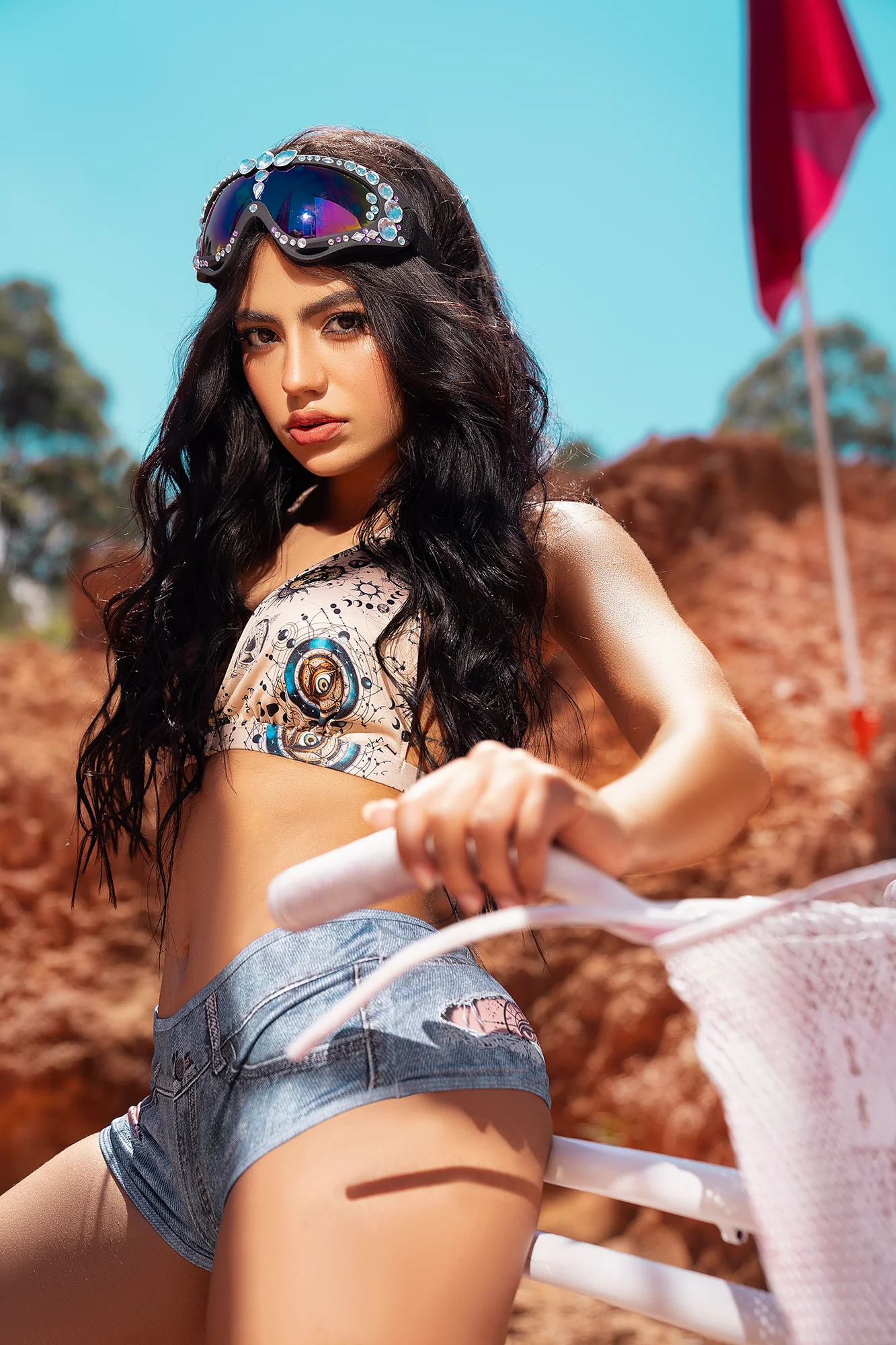 Ensemble Bohème Bralette et Short Effet Denim - MA2802 - Mapalé – Image 2