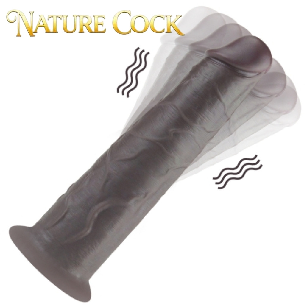 Gode Rotatif Vibrant Nature Cock Silicone Platine Noir 8po — Télécommande