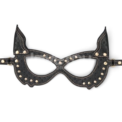 Masque Bunny BDSM Rebellion Reign — Cuir PU et Rivets Bronze – Image 2