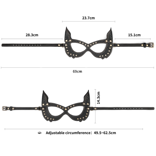 Masque Bunny BDSM Rebellion Reign — Cuir PU et Rivets Bronze – Image 5