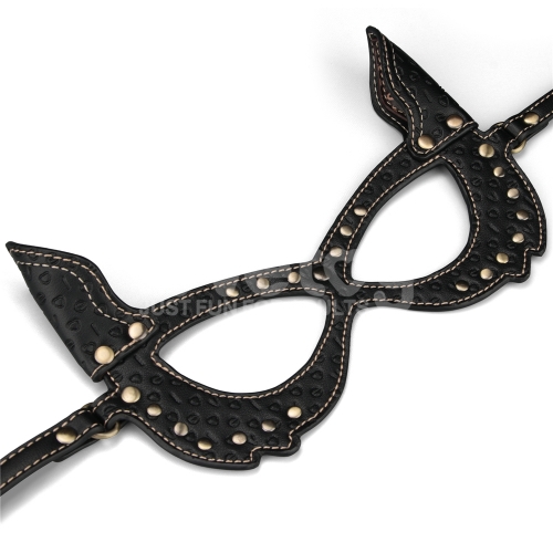 Masque Bunny BDSM Rebellion Reign — Cuir PU et Rivets Bronze – Image 3