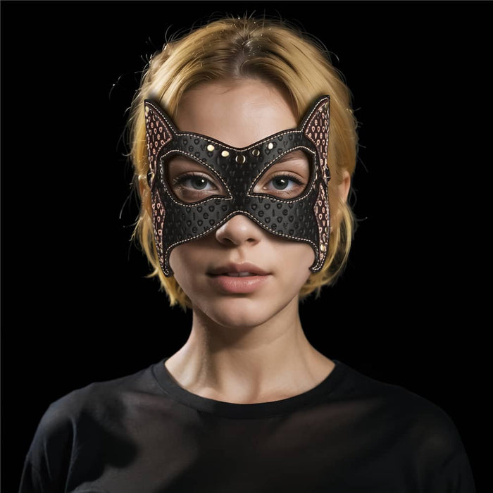 Masque Chat BDSM Rebellion Reign — Cuir PU et Rivets Bronze – Image 4