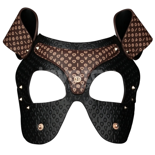 Quincaillerie dorée et rivets du masque pup en cuir PU