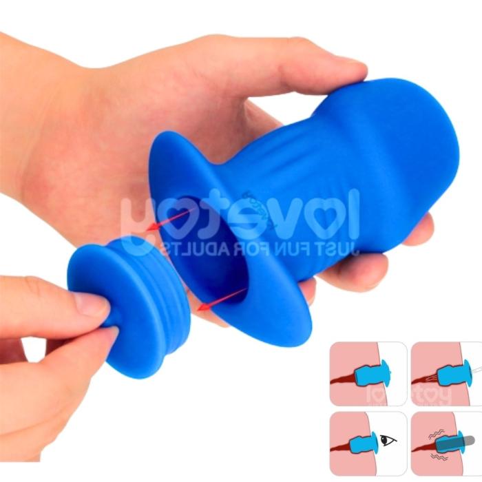 Dimensions du plug anal Ribbed Peeper LoveToy en silicone bleu