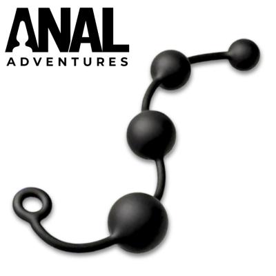 Chapelet anal XL Anal Adventures Platinum avec 4 billes noires progressives