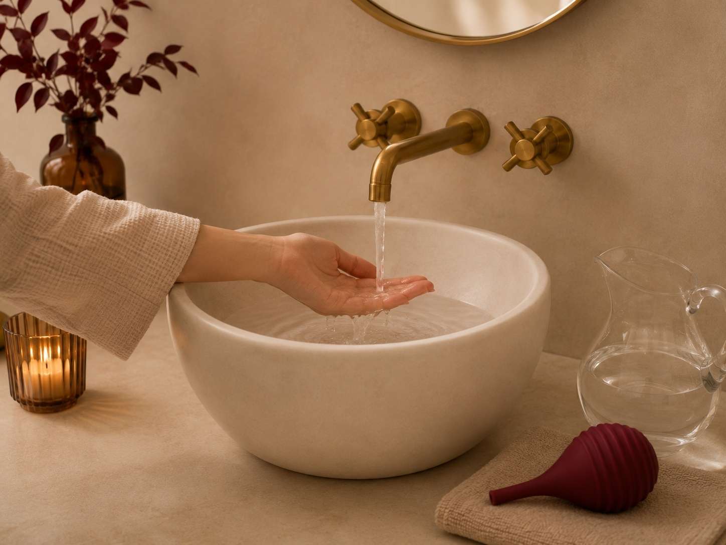Test de la température de l’eau avant un lavement anal