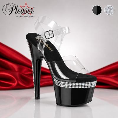 Sandale Pleaser Adore-708PHRS clair transparent avec strass et talon 7 po vue de côté