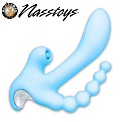 Sky Cirrus Three Way Vibe vibromasseur bleu Nasstoys vue complète