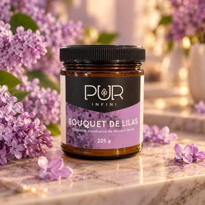 Bouquet de Lilas – Chandelle de Soya Artisanale 225 g – PUR INFINI