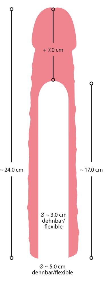 Dimensions de l’extension de pénis de 7 cm : 24 cm de long