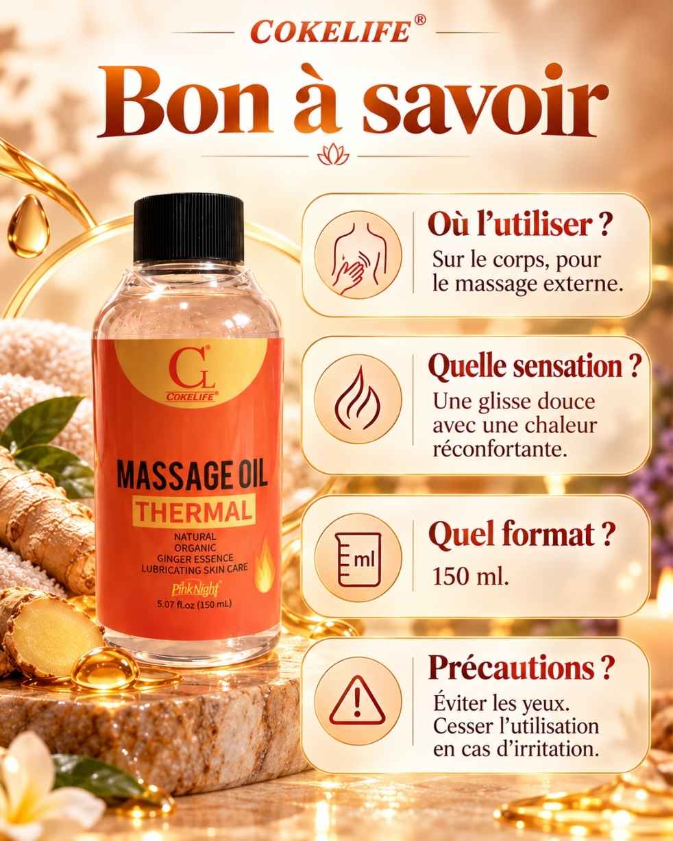 Flacon de 150 ml d’huile de massage chauffante au gingembre