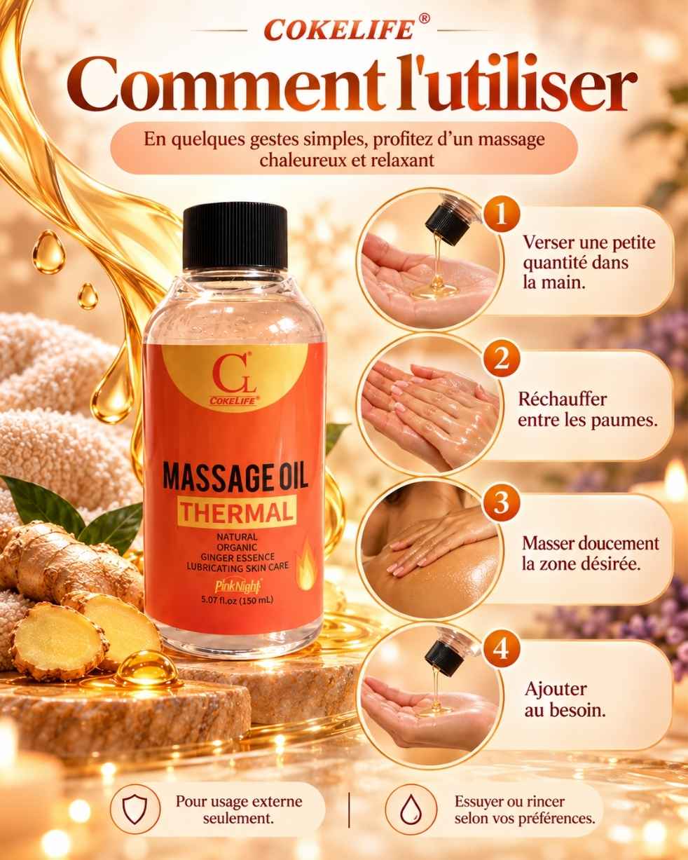 Massage du dos avec une huile chauffante au gingembre