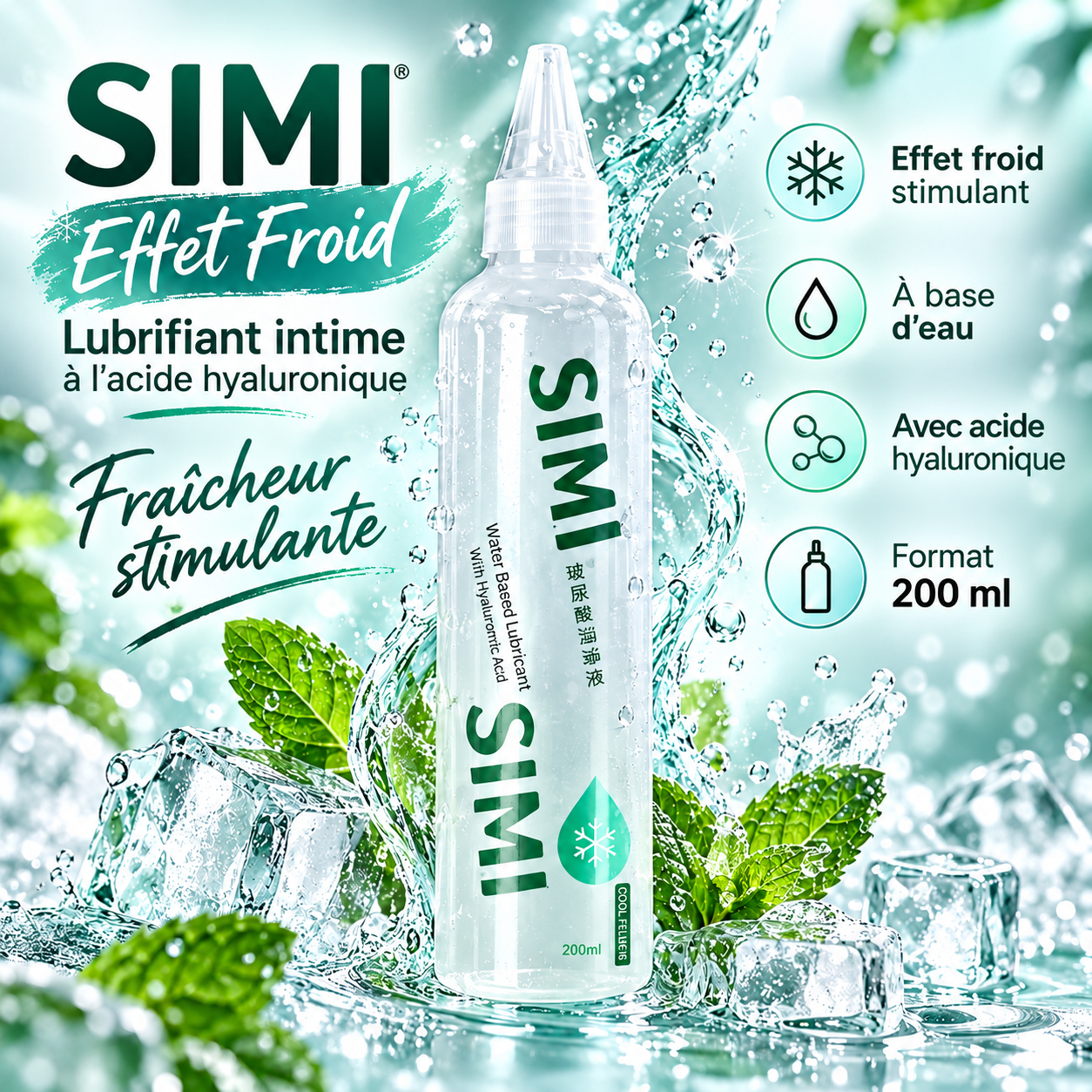 Lubrifiant Intime Effet Froid à l'Acide Hyaluronique – SIMI 200 ml – Image 2