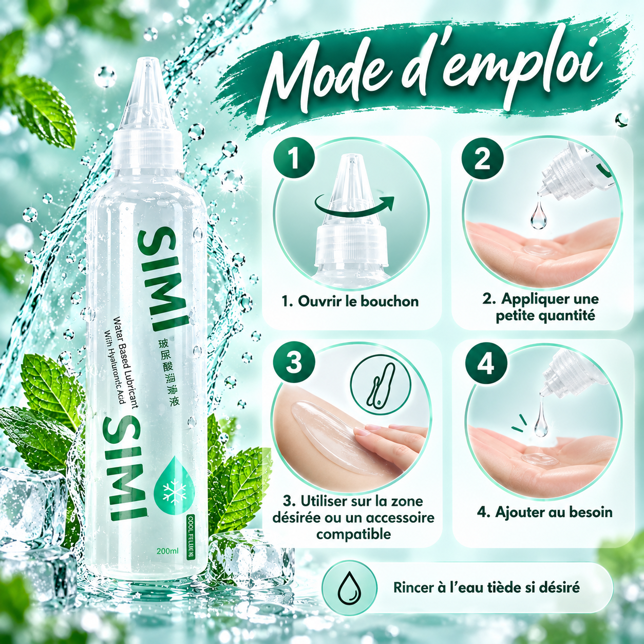Lubrifiant Intime Effet Froid à l'Acide Hyaluronique – SIMI 200 ml – Image 5