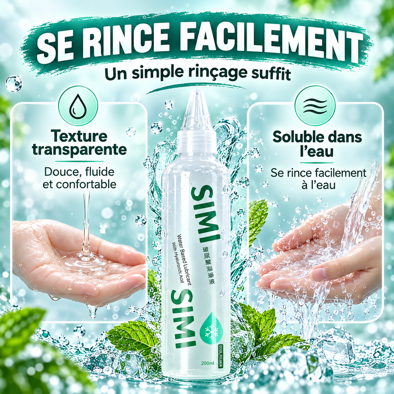 Lubrifiant SIMI avec effet froid rafraîchissant au menthol