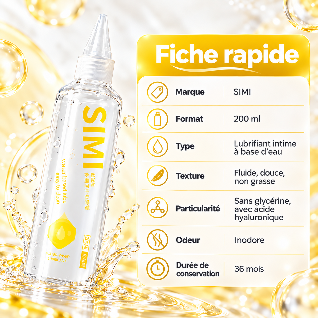 Lubrifiant Intime Sans Glycérine à l'Acide Hyaluronique – SIMI 200 ml – Image 3