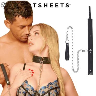 Collier et laisse en silicone Midnight Muse de Sportsheets avec quincaillerie argentée