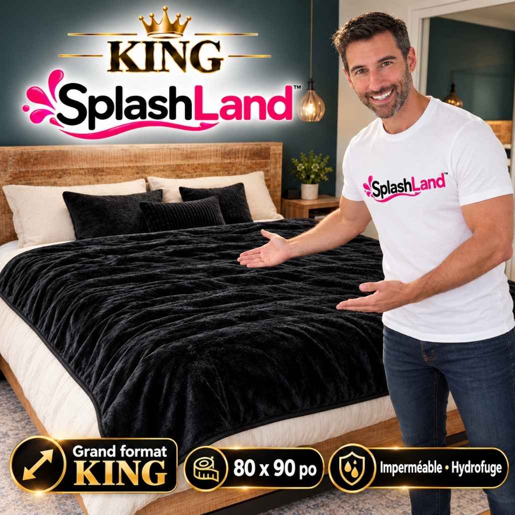 SplashLand King – Couverture Imperméable et Hydrofuge Noire 80 × 90 po – Image 6