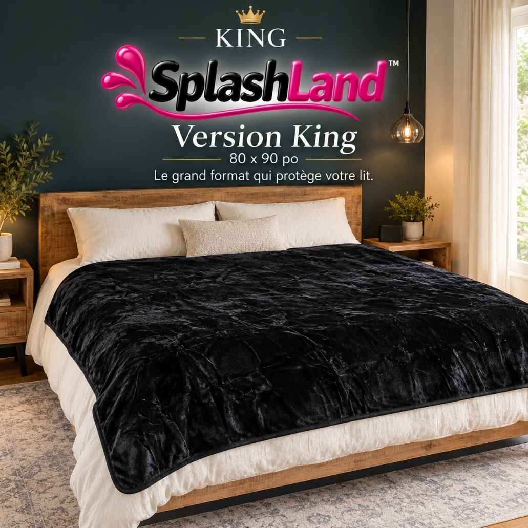 Couverture imperméable SplashLand installée sur les draps d’un lit King