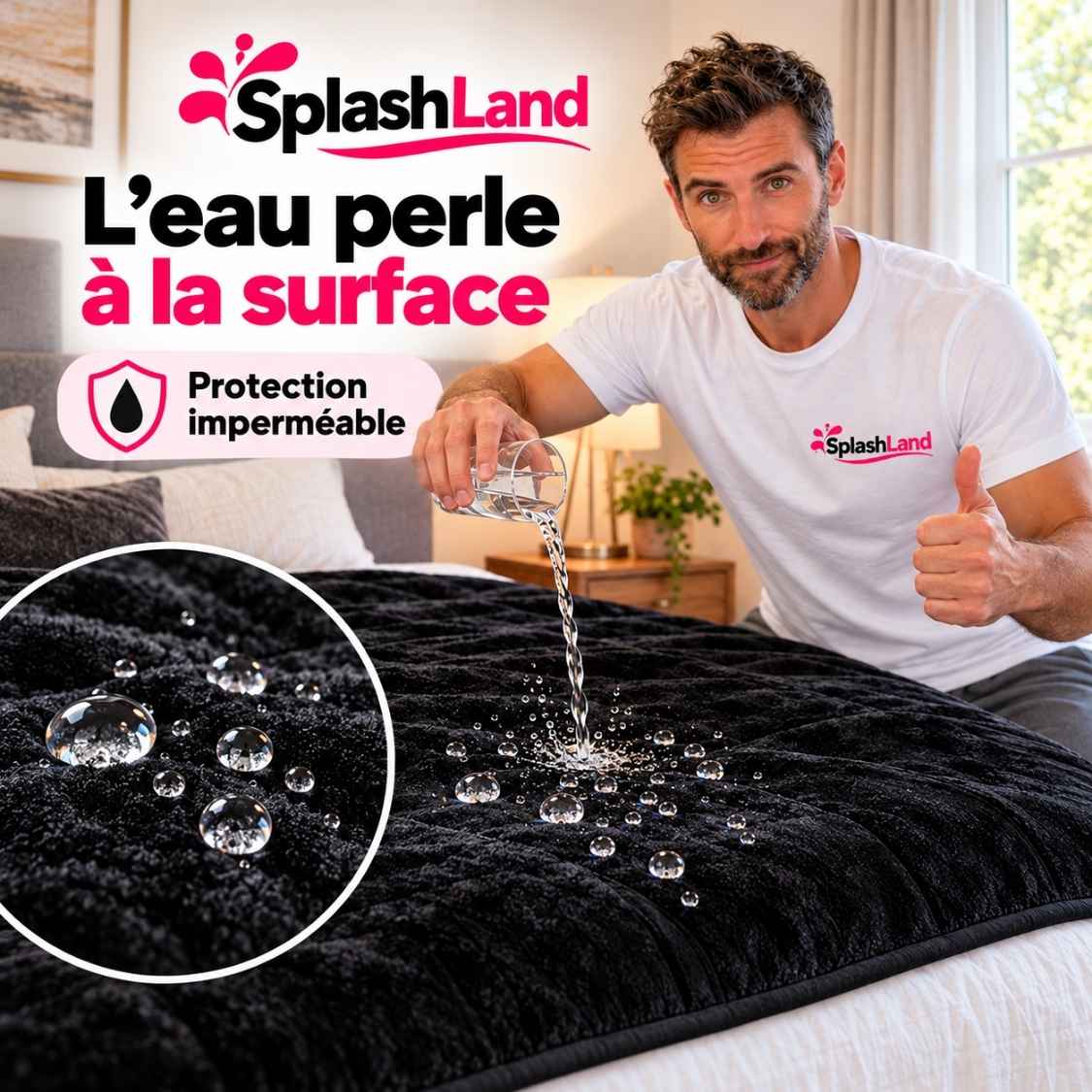 Couverture hydrofuge qui repousse les liquides, SplashLand Queen