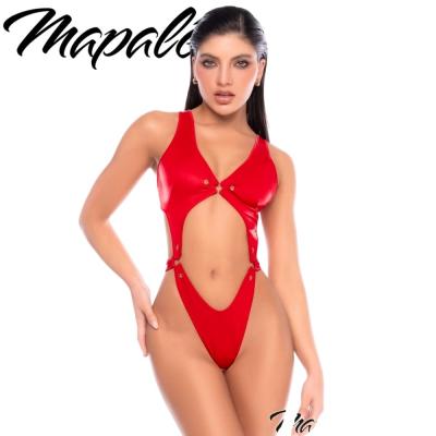 Teddy rouge effet mouillé Mapalé avec découpe frontale